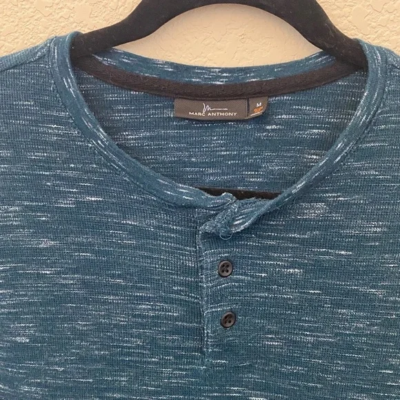 Marc Anthony Dark Blue Long Sleeve Henley. Size M. Slim Fit. - Picture 3 of 10